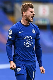 Club Soccer Collection: Timo Werner Scores First Goal: Chelsea vs. Southampton in Empty Stamford Bridge