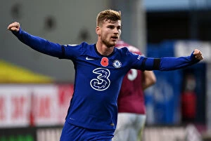 Images Dated 31st October 2020: Timo Werner Scores Third Goal: Burnley vs. Chelsea, Premier League (31.10.20)