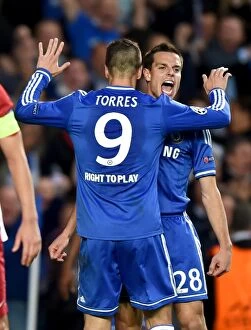 Images Dated 30th April 2014: Torres and Azpilicueta: Celebrating Chelsea's First Goal in the UEFA Champions League Semi-Final