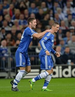 Schalke v Chelsea 22nd October 2013 Collection: Torres and Cahill: Celebrating Chelsea's Opening Goal in Schalke 04 vs. UEFA Champions League