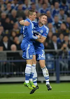 Schalke V Chelsea 22nd October 2013 Prints: Torres and Cahill: Chelsea's Unstoppable Duo Celebrates Opening Goal vs