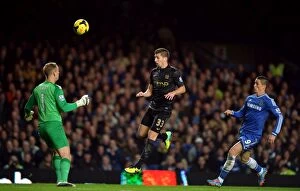 Chelsea v Manchester City 27th October 2013 Collection: Torres Scores Spectacularly as Nastasic Heads Past Hart (Chelsea vs Manchester City, 2013)