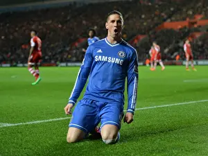 Southampton V Chelsea 1st January 2014 Prints: Torres's Thrilling Goal: Kickstarting Chelsea's Victory at Southampton (1st January 2014)