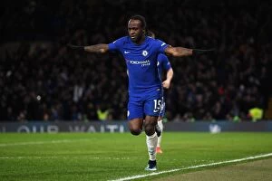 Images Dated 12th February 2018: Victor Moses Scores Chelsea's Second Goal vs. West Bromwich Albion, Premier League 2018