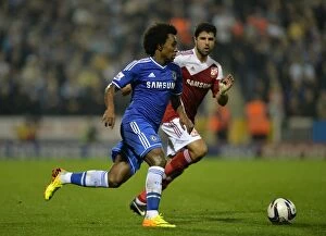 Images Dated 24th September 2013: Willian in Action: Chelsea's Star Player Takes On Swindon Town in Capital One Cup Third Round
