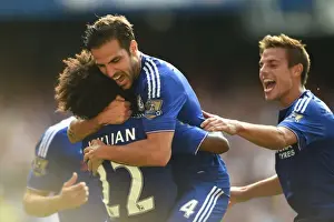 Willian, Fabregas, and Azpilicueta's Triumphant Goal Celebration: Chelsea vs Swansea City (August 2015)