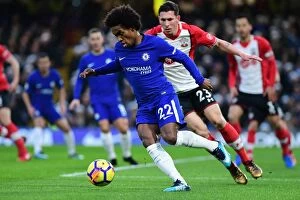 Images Dated 16th December 2017: Willian vs. Hojbjerg: A Footballing Battle in the Chelsea vs. Southampton Rivalry