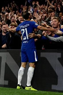 Images Dated 12th September 2017: Zappacosta Scores Second: Chelsea Fans Go Wild in Stamford Bridge